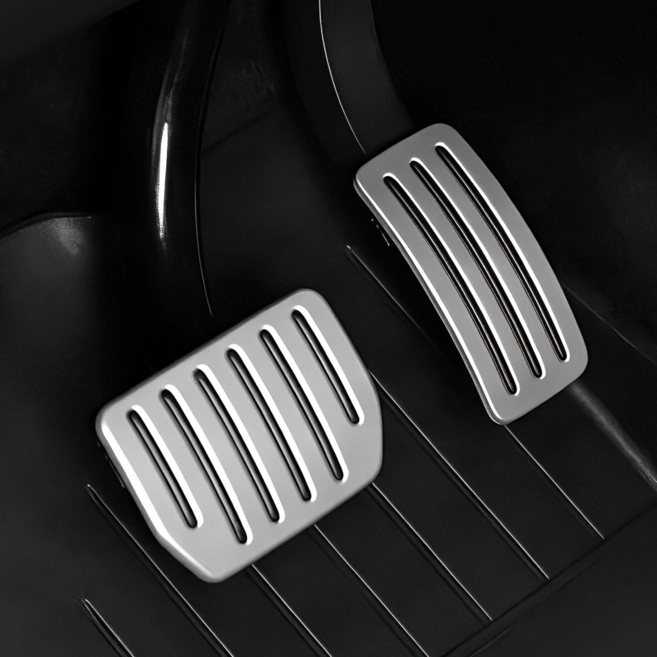 Vihimai 테슬라 모델Y 주니퍼 모델3 하이랜드 전용 논슬립 알루미늄 브레이크 악셀 페달 악세사리 세트, 실버, M3/M3H, MY/MYJ