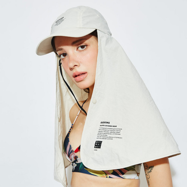 [방수/UV차단 99.9%]구김스 아웃도어/등산/낚시/캠핑/여행/물놀이/서핑겸용 와이드캡 +카탈로그포함, LIGHT BEIGE(라이트베이지)