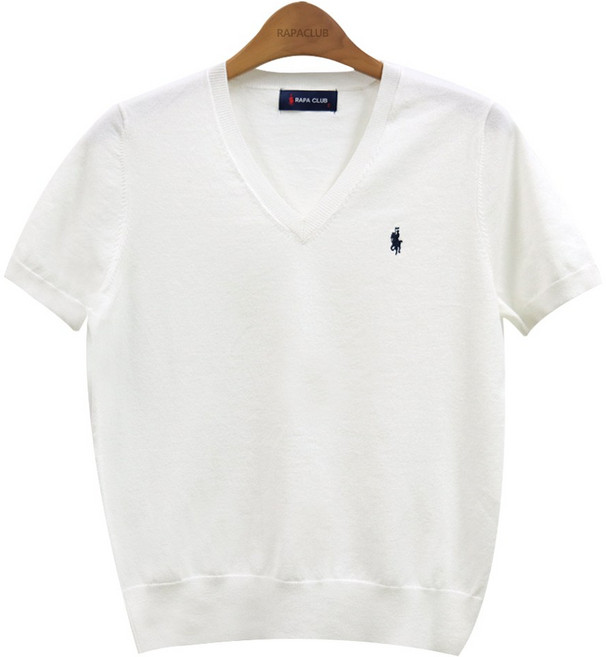 라파클럽 여성 소프트 니트 V넥 반팔 여름 스웨터