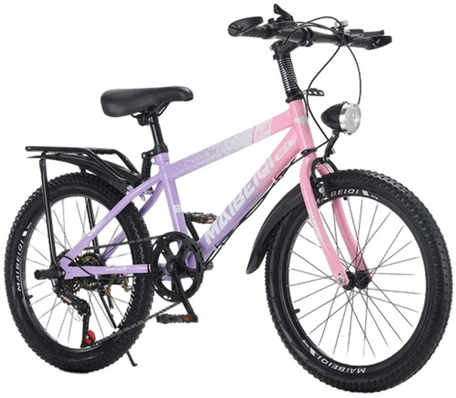 MAIBEIQI 腳踏車, 20寸進階版 變速 紫粉色 輻條輪 後座 車燈, 20寸 建議身高125 - 145釐米