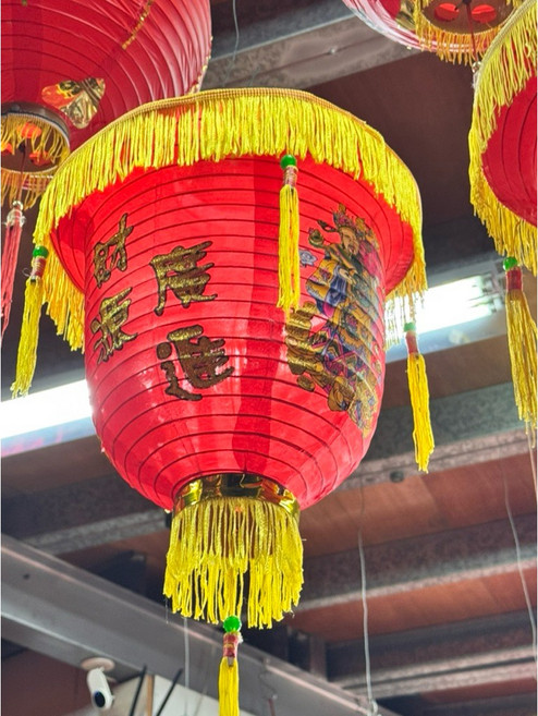 傳統紅燈籠 節慶裝飾 廟宇婚慶佈置 圓形折疊燈籠, 1個