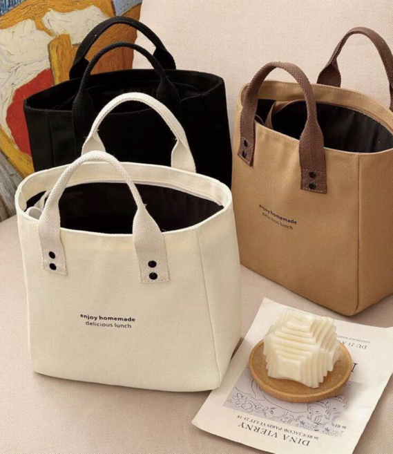 서서몰 캔버스 미니 토트백 여성 데일리 손가방 보조가방, 아이보리 캔버스 미니 토트백, 1개