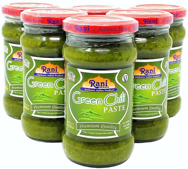 Rani 그린 칠리 쿠킹 페이스트 750g(26.5온스) 벌크 유리병 ~ 비건 | 글루텐 프리 GMO 코셔 색상 없음 인도산 251528, 10.58 Ounce (Pack of 6), 750g