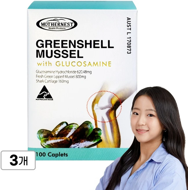 마더네스트 그린쉘 머슬 글루코사민 카플렛, 3개, 100, 100정 - 쿠팡