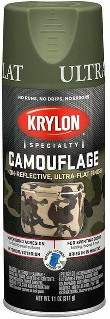 Krylon 카무플라주 스프레이 페인트 울트라 플랫 우드랜드 라이트 그린 11oz K04296000, 11 Fl Oz(1팩), 1개