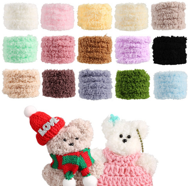 [모핸] 15mm 털 철사 모루, 1개, 15색 혼합