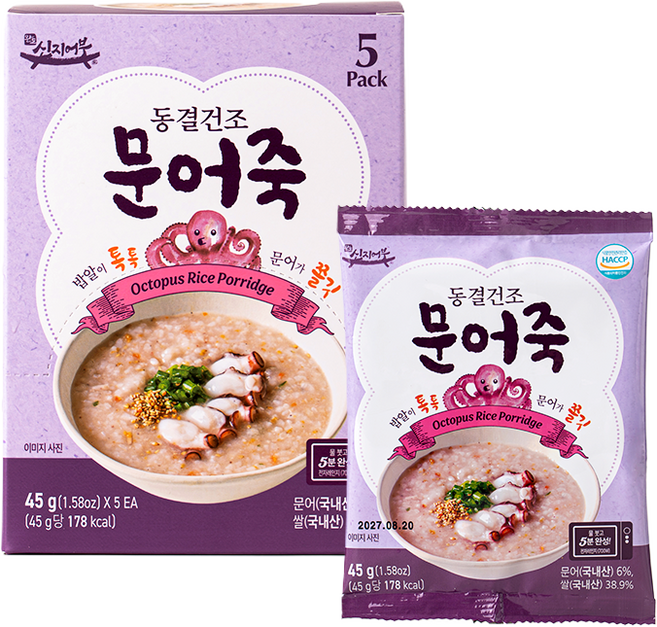 신지어부가 동결건조 문어죽 초간단 보양식, 45g, 5개