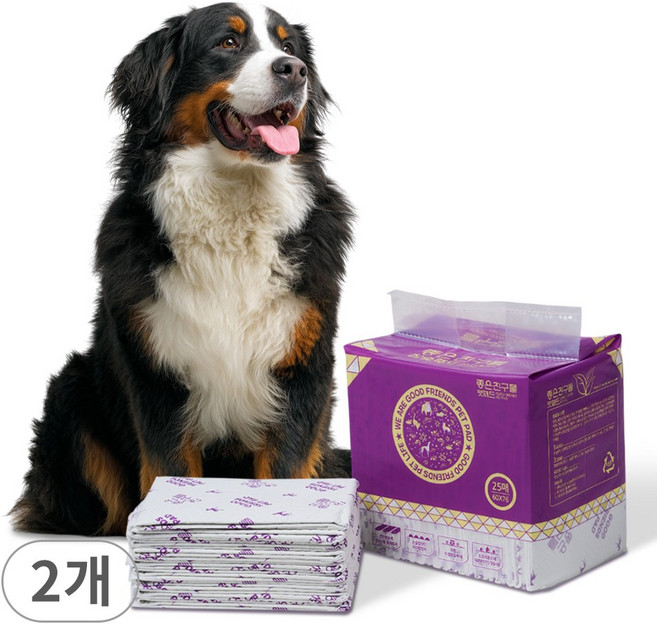좋은친구들 반려동물 고급숯패드 대형, 2개, 25개입