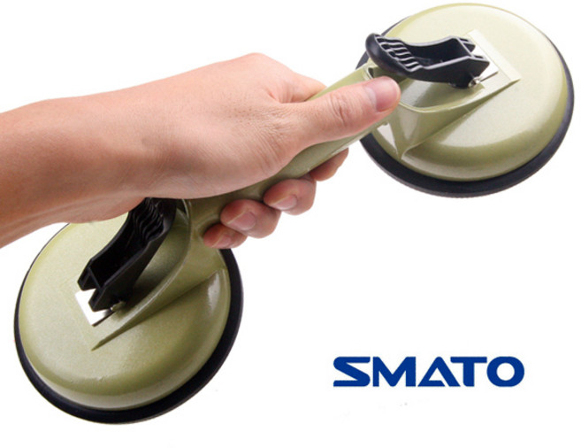 유리흡착기 123mm 2구 대리석 흡착기 최대 흡착력 수직 80kg 수평 100kg 유리 문 손잡이 운반기 고무압착기 흡착기 자동차 판재 철판 운반용 운반구 흡착 패드 빨판, 1개