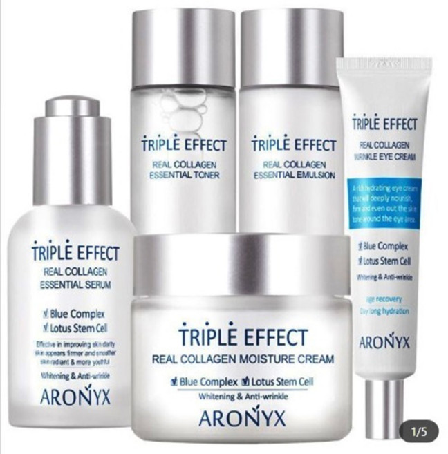 아로닉스 트리플 이펙트 리얼 콜라겐 5종세트 (토너+에멀전+세럼+크림+아이크림) 가성비 화장품세트 선물세트, 1세트