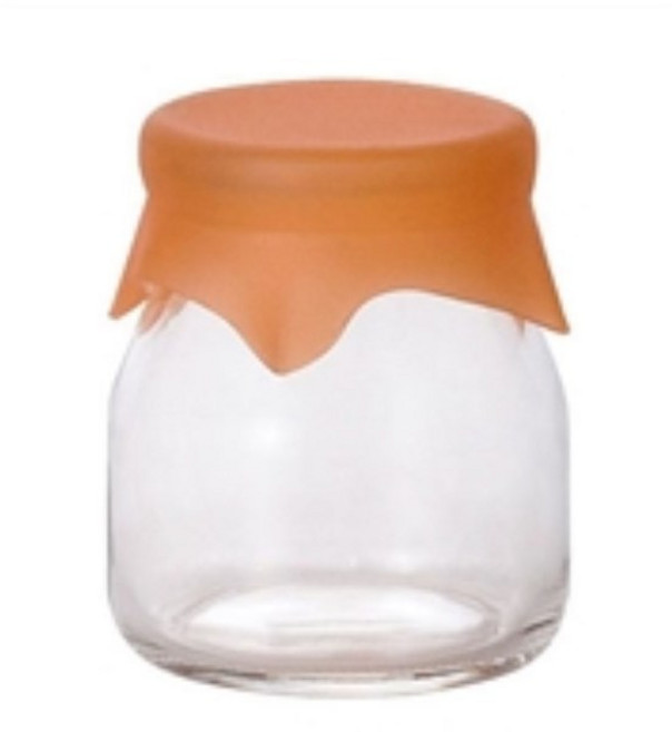 石塚硝子ADERIA 馬卡龍牛奶瓶 129ml 日本製造 玻璃牛奶瓶 果汁瓶 密封罐, 橘色, 1個