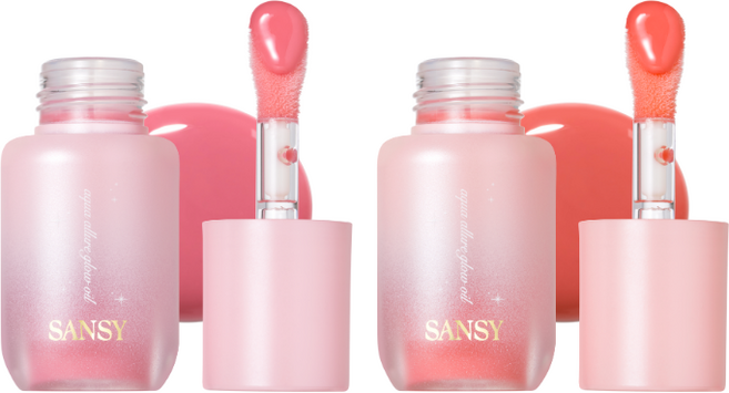 샌시 아쿠아 얼루어 글로우 립 오일 SET 01세렌느핑크 02멜로우코랄, 1개, 혼합색상