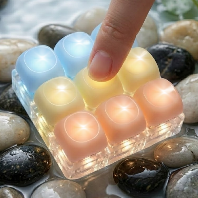 팍클리 조약돌 LED 키보드 키캡 키링 9구, 1개, 노을멍
