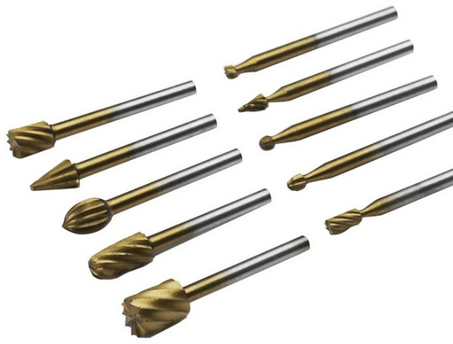 高速鋼旋轉銼 木工DIY根雕打磨頭雕刻銑刀, 10件組3.17mm<金>(塑帶散裝)