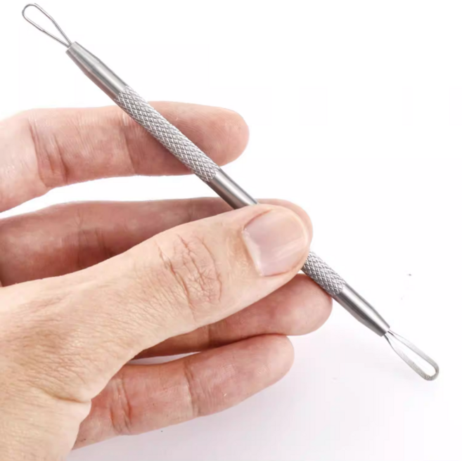 스테인리스 양면 피지 여드름 블랙헤드 제거 압출기 올가미형, 1개