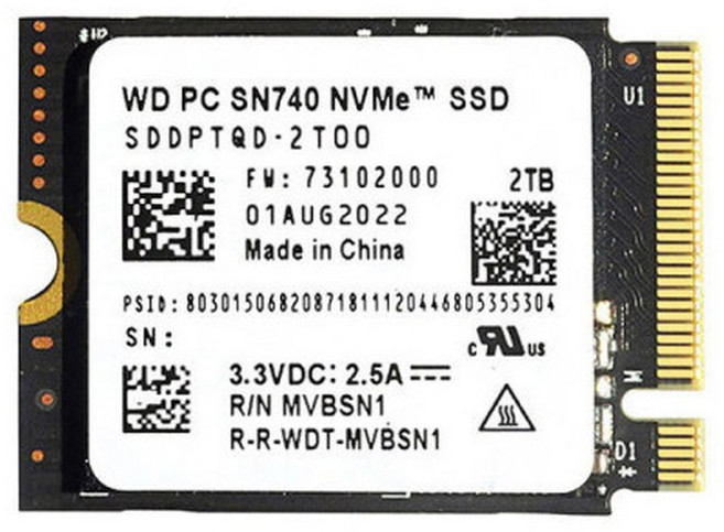 SN740 2230 2TB ssd m.2ssd NVM, 512GB, 2230 솔리드 스테이트 시스템 없음