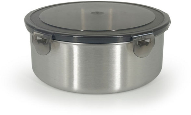 올품락 스텐 밀폐용기 원형 그레이, 1개, 4호 1650ml