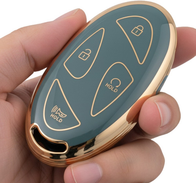 포스워백 팰리세이드 싼타페 그랜저 아반떼 더뉴투싼 아이오닉 디올 뉴코나 쏘나타 호환 스마트 차키 케이스, 5버튼, 청녹색