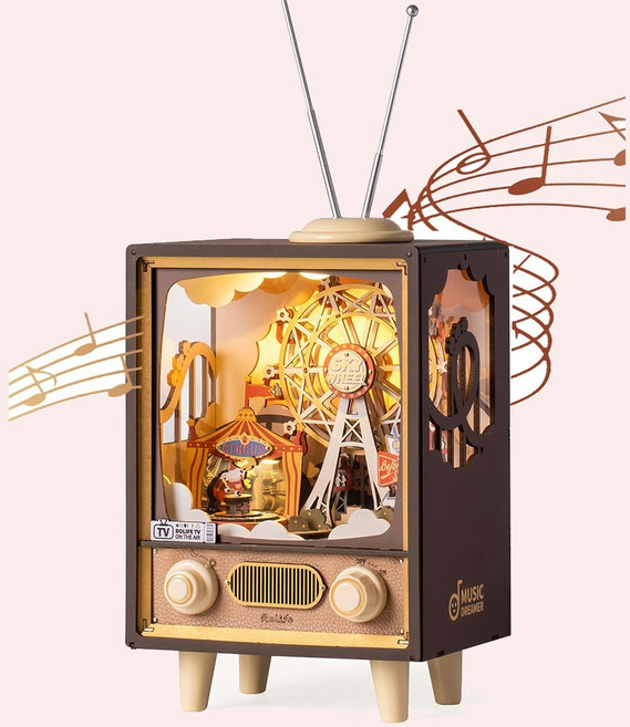 Robotime若態Rolife若來 日落遊樂園 拼圖音樂盒 旋轉摩天輪 DIY手工禮物 生日禮物, 1個