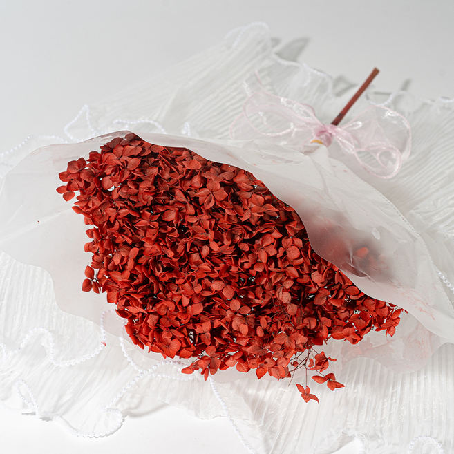 마음담은집"풍성한"보슬보슬 프리저브드 안개꽃/수국, 수국 레드1단