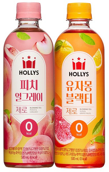 [할리스] 블렌딩티 500ml 피치얼그레이 제로 12병+유자몽블랙티 제로 12병, 1개