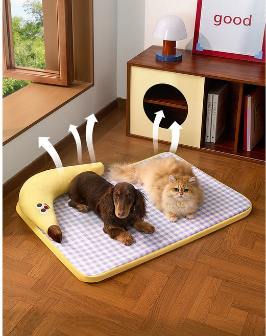 WHH 반려동물 여름 시원하시개 쿨매트 탈부착 바나나 베개, 1개, 퍼플