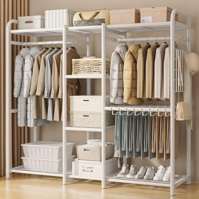 라온스페이스 철제 스텐드 시스템 드레스룸 행거, 화이트A