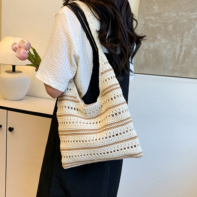 Heyoo 여성 가방 숄더백 가방 네트백 심플 패션 캐쥬얼 비치백 바캉스백