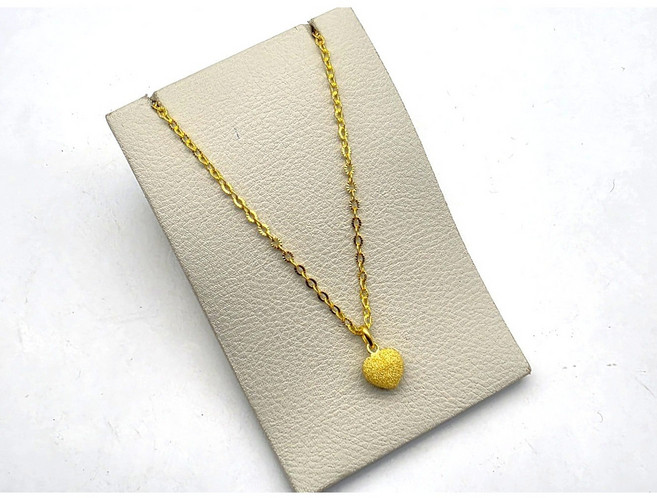 PURE GOLD 24K 순금 3돈 하트반짝 펜던트 목걸이(18K 연결고리 장식)