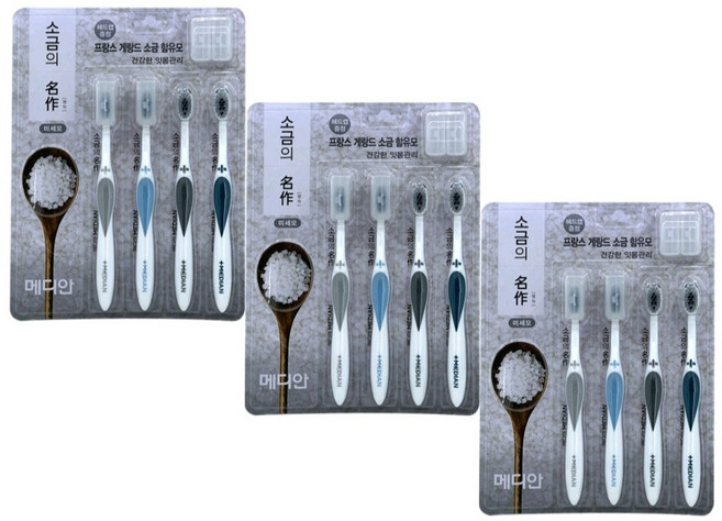 메디안 소금의명작 칫솔4입 미세모 3개, 4개입