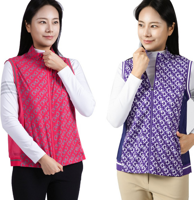 [스타일필드] 여성 데일리 패턴 조끼 봄 여름 시원한 베스트 아웃도어 일상복 골프웨어 WD101