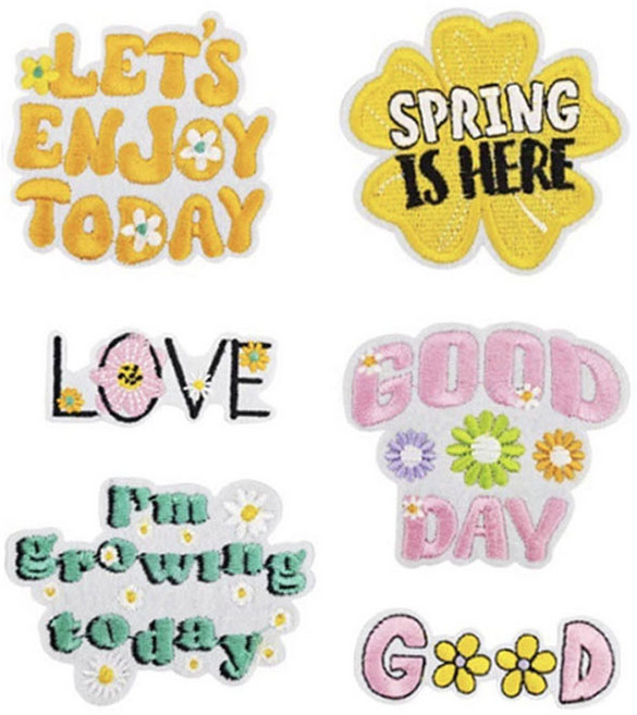 플라워 파워 열접착 와펜 패치 세트