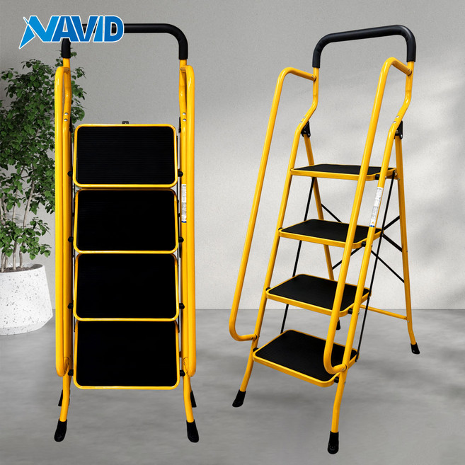 4단사다리 가정용 안전 노랑 계단 A형 사다리 NLS04, 1개