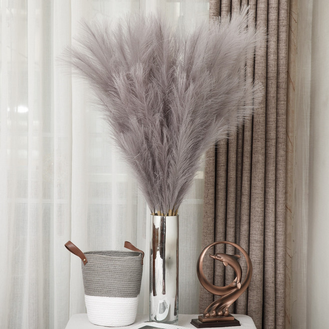 인조갈대 팜파스조화 핑크뮬리조화 110cm 대형 소품 인테리어 장식, 3개, 그레이