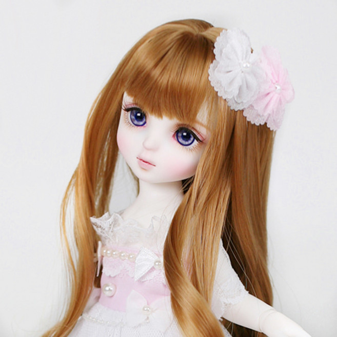 구체관절인형 가발 내추럴 롱 웨이브 6-7인치 26cm급용 USD, A. 브라운, 1개