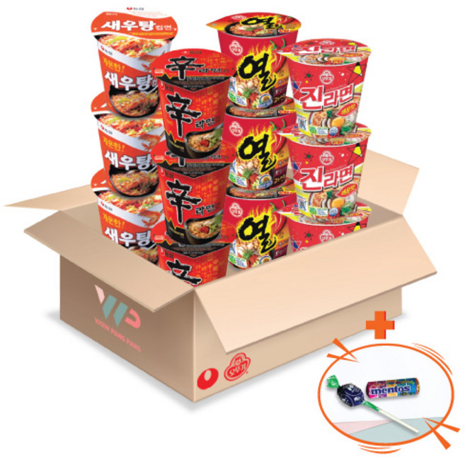 농심 오뚜기 컵라면 소컵 4종 혼합세트 신라면 소컵3+새우탕 소컵3+진라면 매운맛 소컵3+열라면 소컵3 총 12컵입 미니 멘토스+투시팝 사탕 사은품 2종 증정, 1개