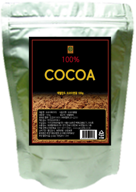 프리미엄 100% 코코아 분말, 1개, 1개입, 100g