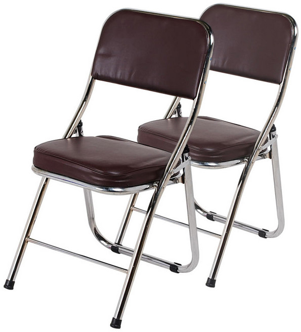 [1+1]진영가구 JY-1004 로얄접의자 접이식 세미나 보조 의자 (2개 1세트), 2개, 브라운