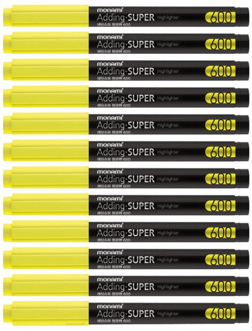 [모나미]-에딩슈퍼 형광펜 600, YELLOW, 12개