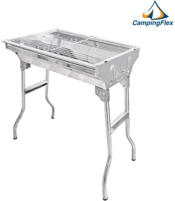 (캠핑플렉스) 플렉스 그릴(단품) 접이식 스테인레스 바베큐그릴 야외용 캠핑그릴 BBQ 용품 숯불그릴 대형그릴, 1개