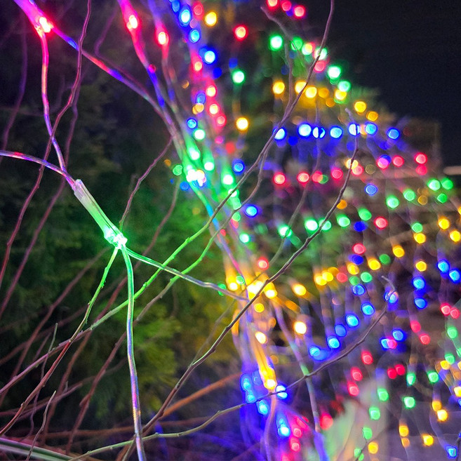 크리스마스 LED 24V 그물전구 256구 잔디 나무 캠핑 줄 야외 트리 전구 1분설치, 칼라, 2개