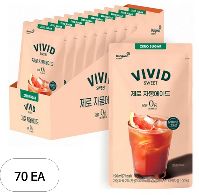 비비드스위트 제로 자몽 에이드, 190ml, 70개