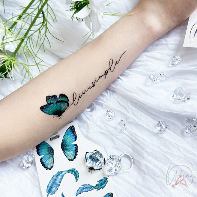 어반꿀샵 파스텔 타투 스티커 크리스마스공연, FG-032파랑나비, 1개