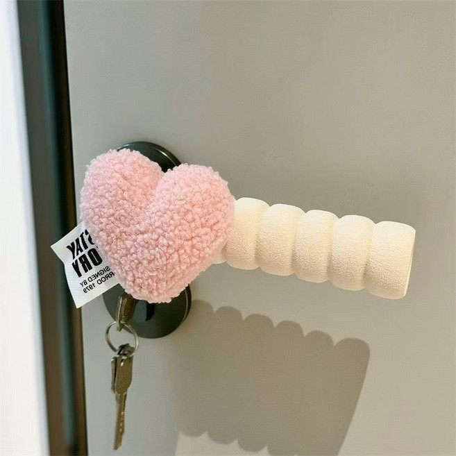 앤유 문손잡이 하트 보호쿠션 방문 손잡이 안전 커버, 왼쪽핑크