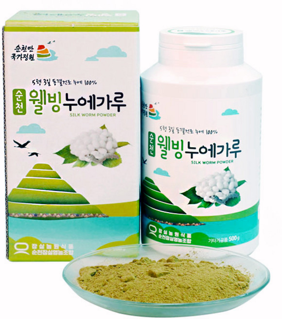 순천잠실영농조합법인] 100%동결(냉동) 누에분말 누에가루, 500g, 1개
