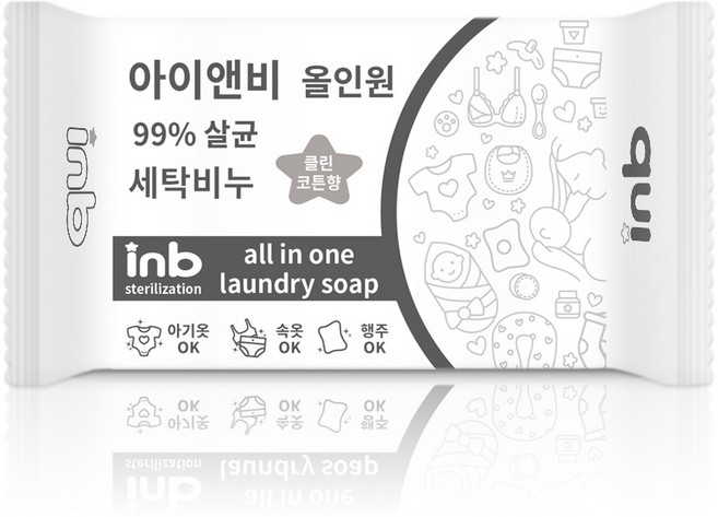 아이앤비 올인원 살균세탁비누 클린코튼향, 10개, 180g