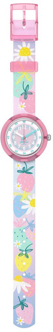 Swatch Flik Flak 兒童手錶 x monbento FPNP175 草莓花卉圖案 現代鐘錶