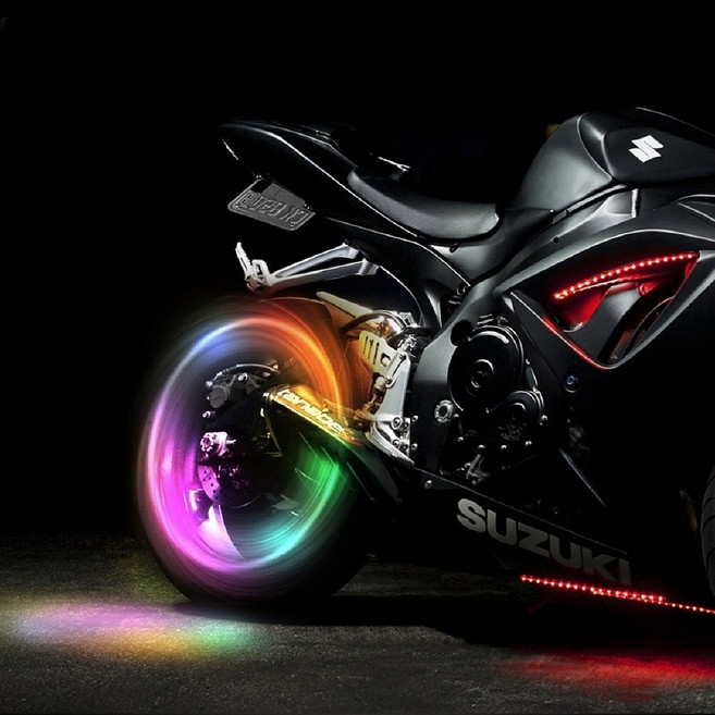 Chaunts 오토바이 자전거 휠 라이트 LED, 레드, 1개