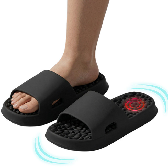 Sherrich 지압 슬리퍼 실내 부드러운 족저근막염 슬리퍼 미끄럼방지 남여공용