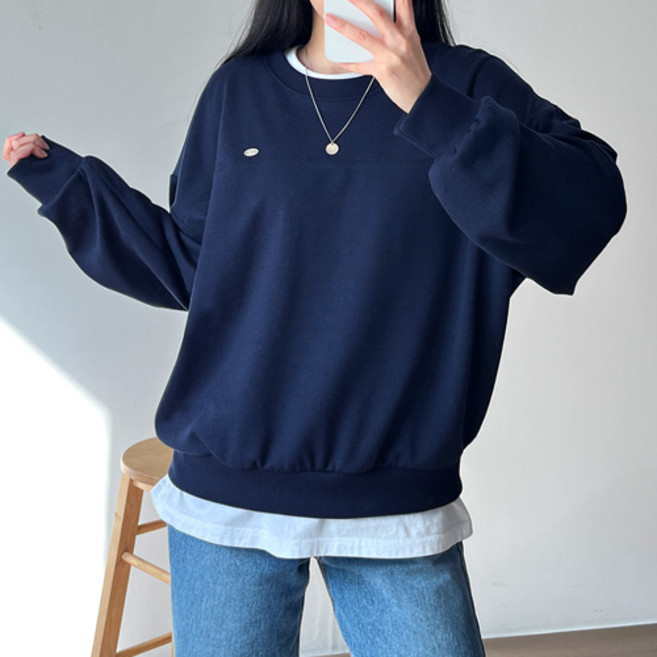 걸즈팩토리 여성용 던프릴 루즈핏 긴팔 맨투맨티셔츠 국내제작